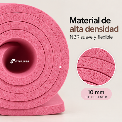 Mat de Yoga 10mm Grueso Colchoneta Pilates Antideslizante NBR Rosa