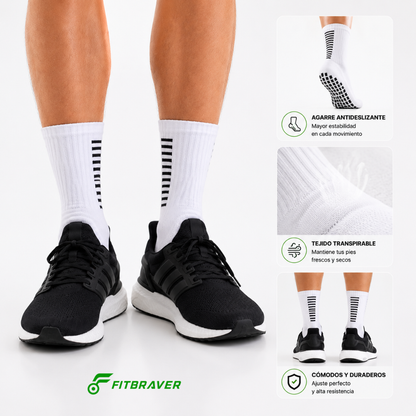 Pack 12 Calcetines Deportivos Largos Antideslizantes con Grip Futbol