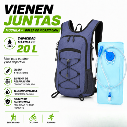 Mochila Hidratación Camelback Trekking+bolsa De Agua Tpl Azul