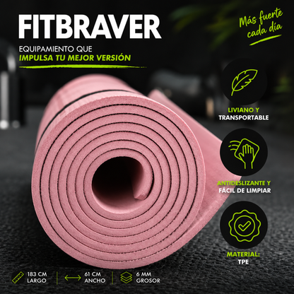 Mat Yoga Pilates Colchoneta Eco Guías +bolso+correa 6mm Rosa Rosa