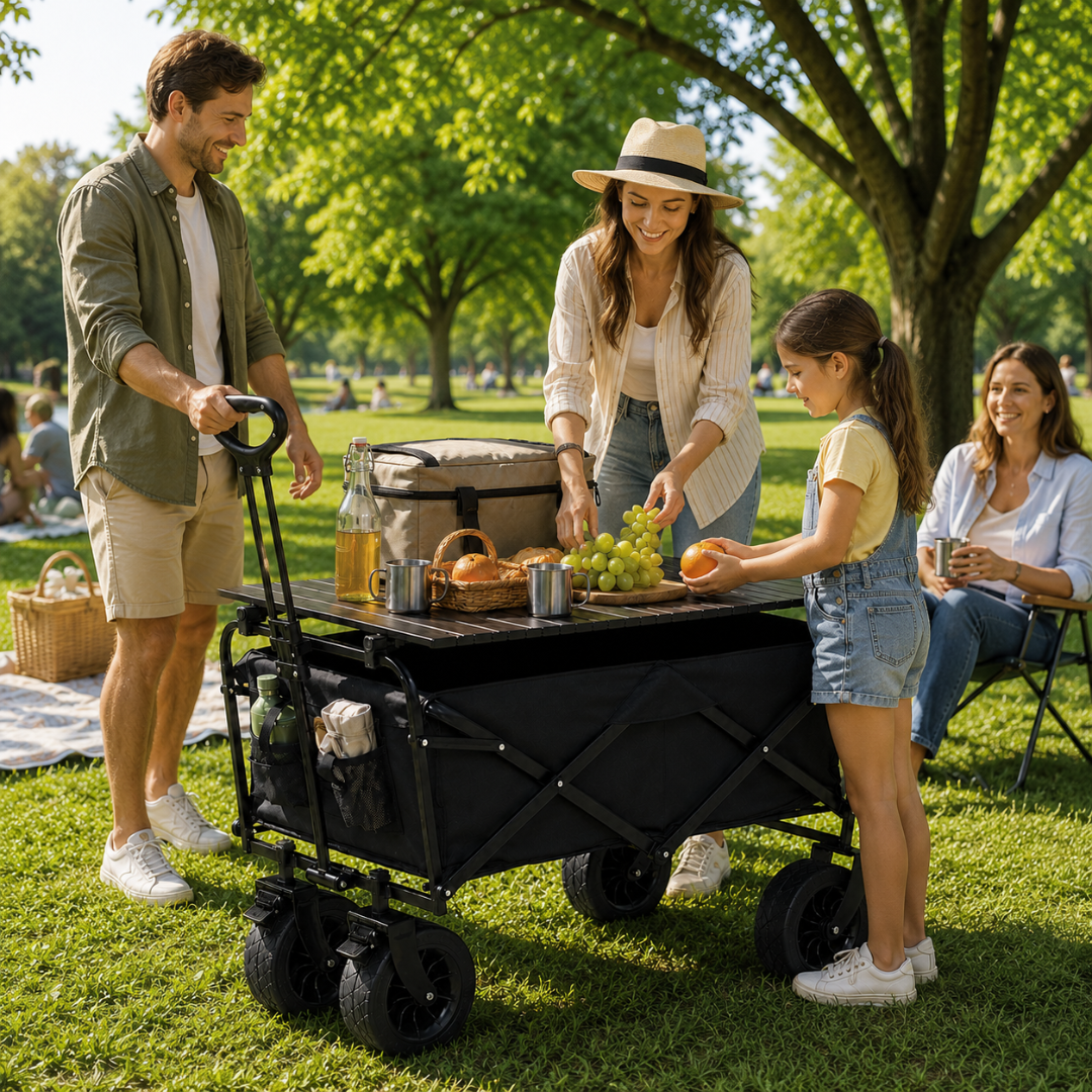 Carrito Para Compras Plegable Para Camping Con Mesita Cubierta Funcional Multiuso
