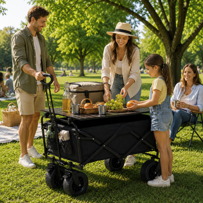 Carrito Para Compras Plegable Para Camping Con Mesita Cubierta Funcional Multiuso