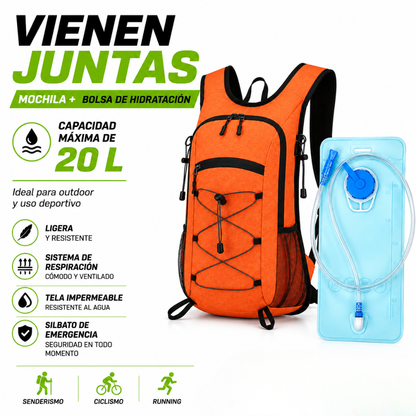 Mochila Hidratación Camelback Trekking+bolsa De Agua Tpl naranja
