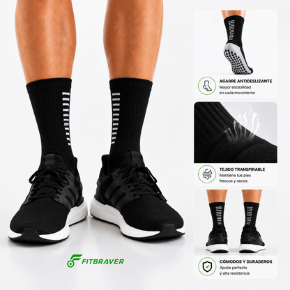 Pack 12 Calcetines Deportivos Antideslizante Largos con Grip Futbol