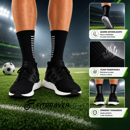 Pack 12 Calcetines Deportivos Antideslizante Largos con Grip Futbol