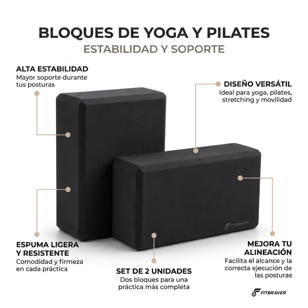 Pack 2 Bloques de Yoga Pilates Color Negro