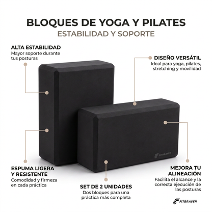 Pack 2 Bloques de Yoga Pilates Color Negro