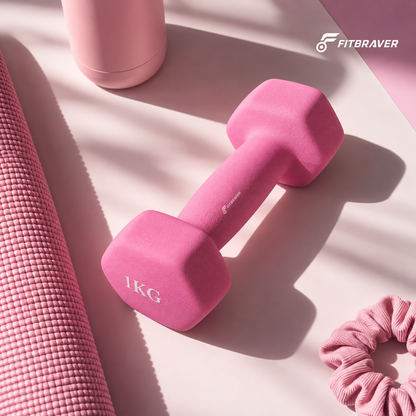 Pack 2 Mancuernas de Vinilo 1kg Cada Una Color Rosa Fitbraver