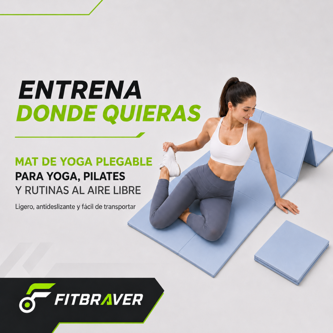 Mat De Yoga Plegable Abdominales Antideslizante 183x60x0.5 Azul