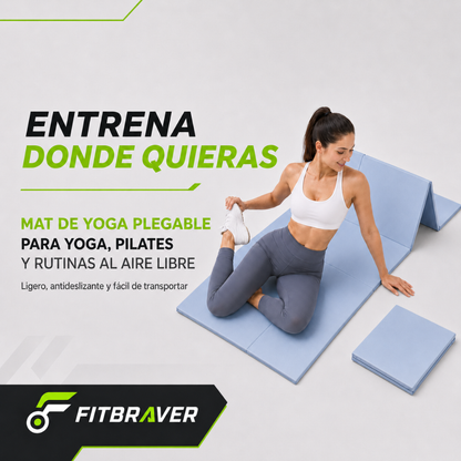 Mat De Yoga Plegable Abdominales Antideslizante 183x60x0.5 Azul