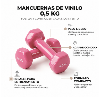 Par de Macuernas de Vinilo 0,5kg Rosado Fitbraver
