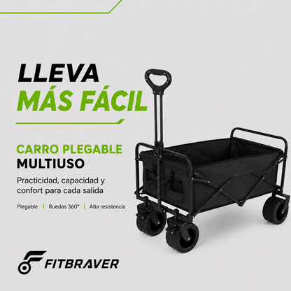Carrito Plegable Armable Ruedas Gruesas 360° Multiuso Negro