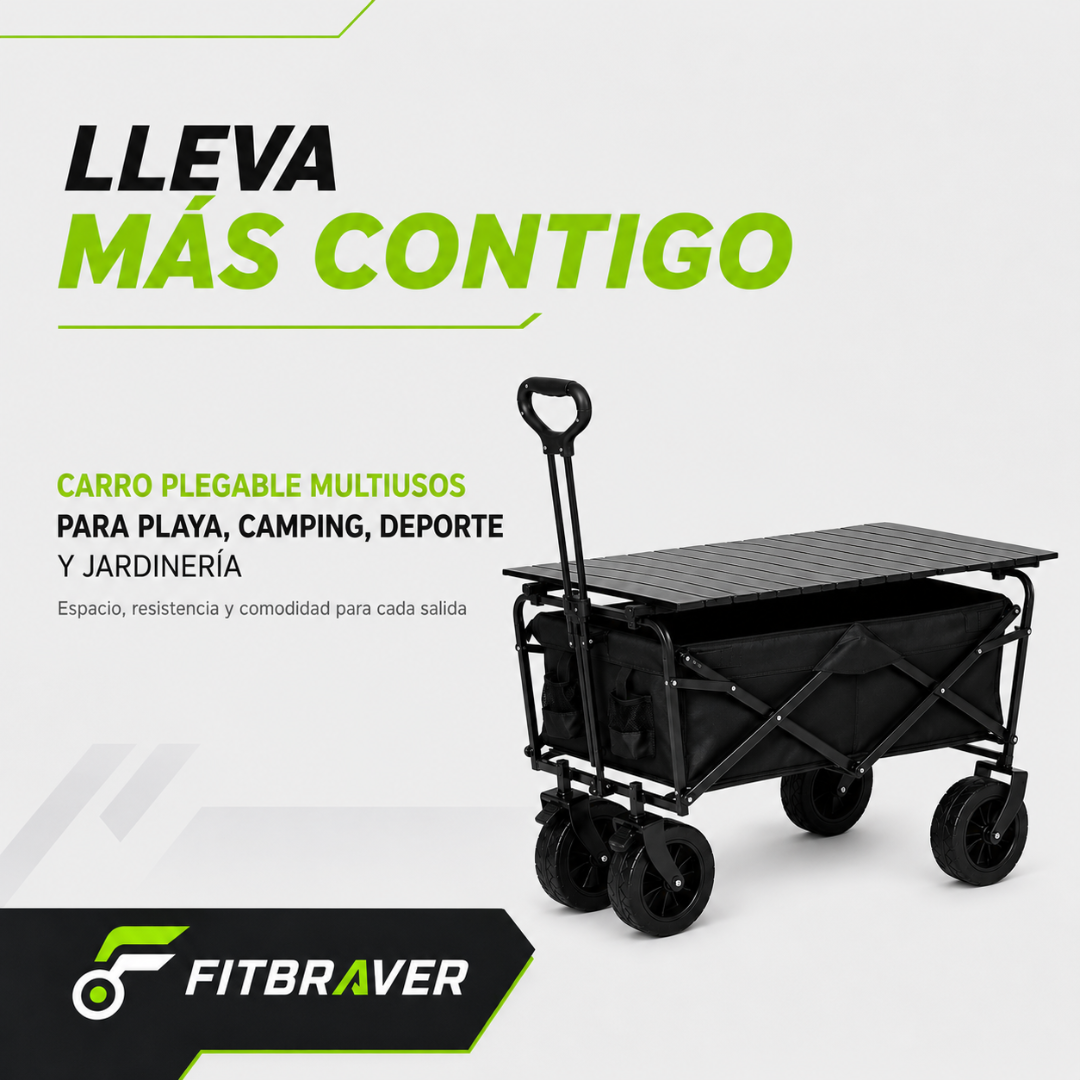 Carrito Para Compras Plegable Para Camping Con Mesita Cubierta Funcional Multiuso