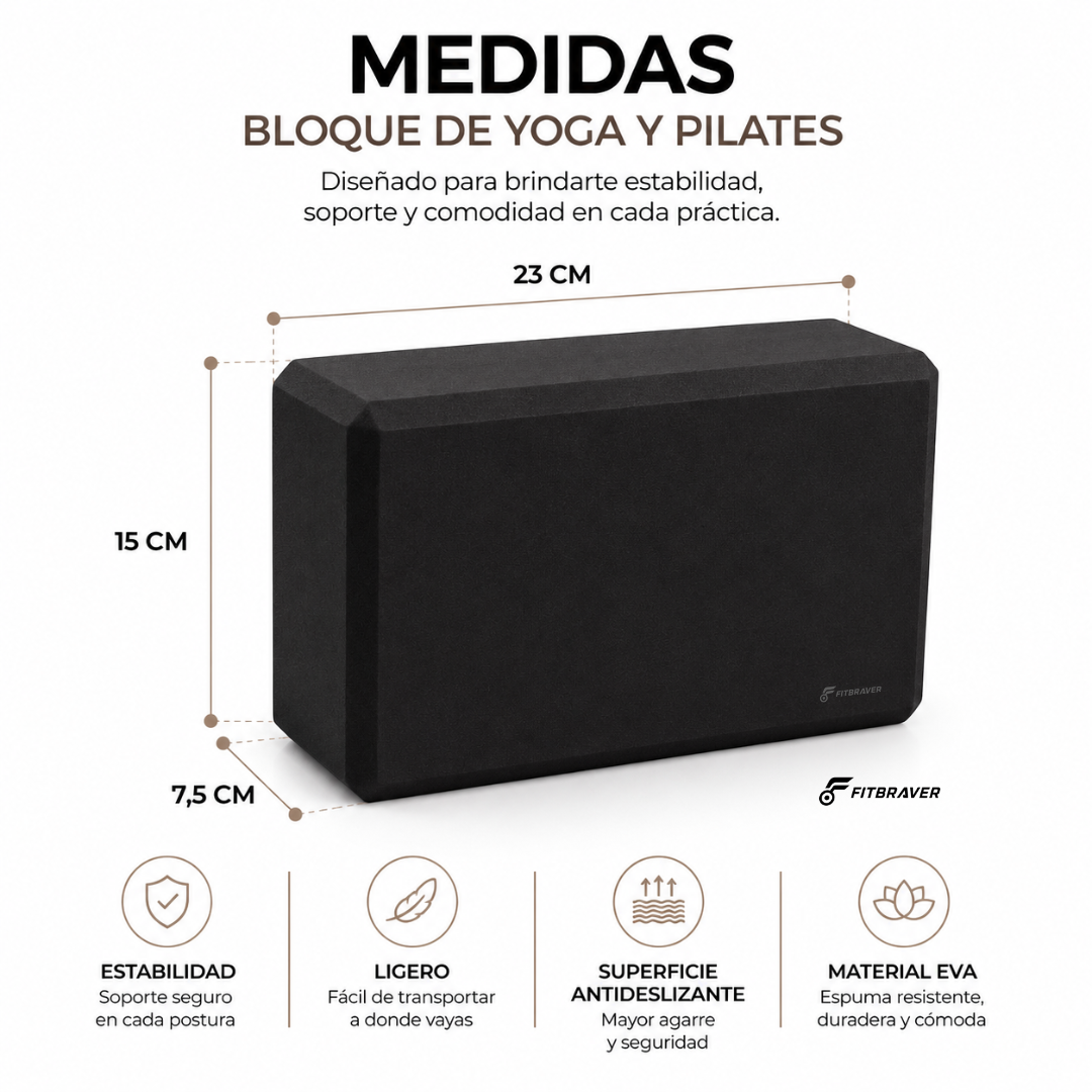 Pack 2 Bloques de Yoga Pilates Color Negro