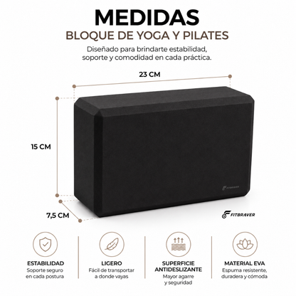 Pack 2 Bloques de Yoga Pilates Color Negro