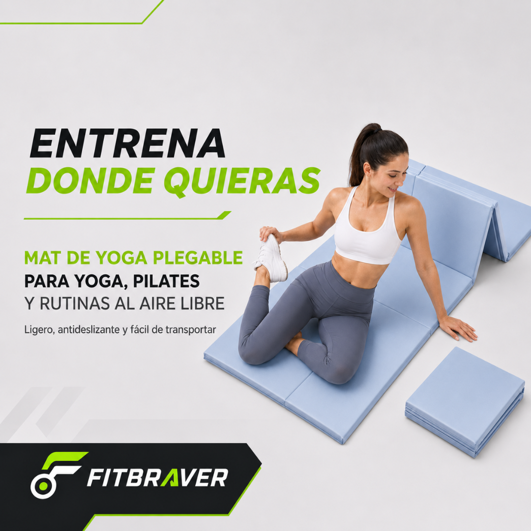 Mat De Yoga Plegable Abdominales Antideslizante 183x60x0.5 Azul