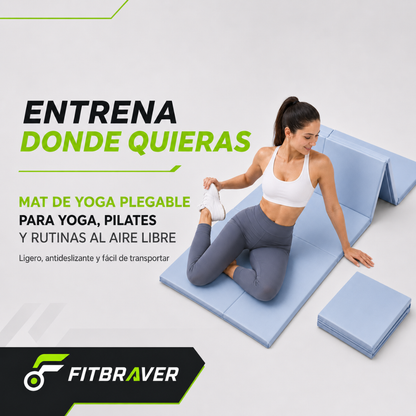 Mat De Yoga Plegable Abdominales Antideslizante 183x60x0.5 Azul