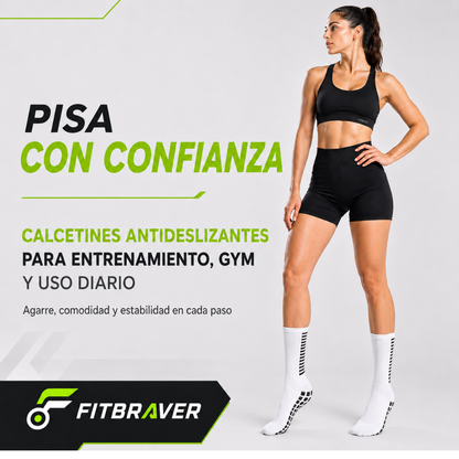 Pack 12 Calcetines Deportivos Largos Antideslizantes con Grip Futbol