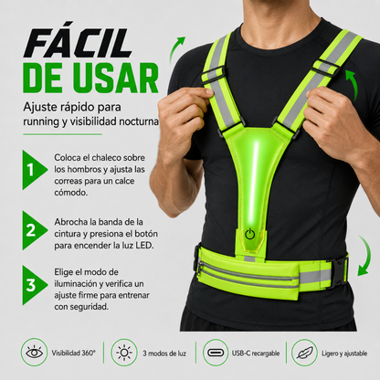 Chaleco Reflectivo Deportivo Luces Recargables Seguridad