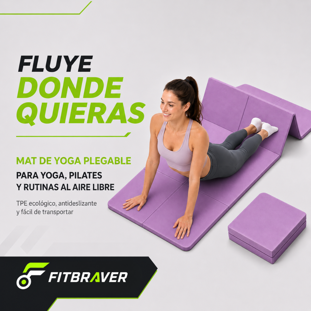 Mat De Yoga Plegable Abdominales Antideslizante 183x60x0.5 Morado