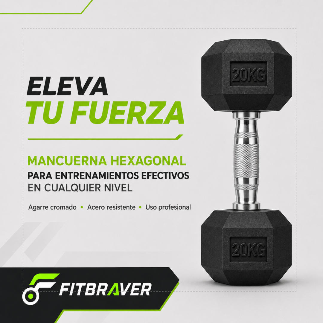 Mancuerna Hexagonal 20kg Acero y Caucho 1 Unidad