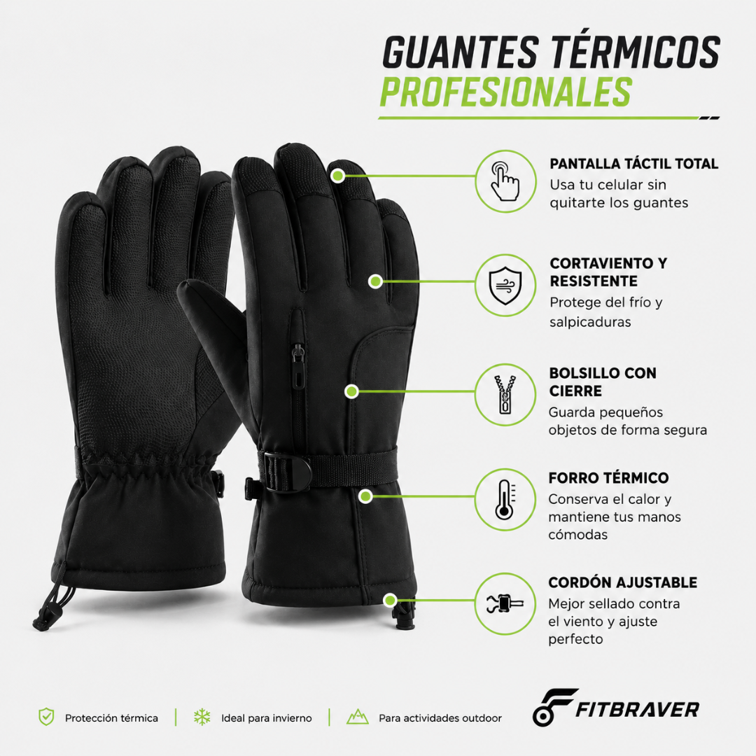 Guantes De Esqui Ciclismo Térmicos Impermeable Con Bolsillo