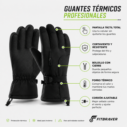 Guantes De Esqui Ciclismo Térmicos Impermeable Con Bolsillo