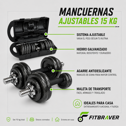 SET DE MANCUERNAS 15KG HIERRO