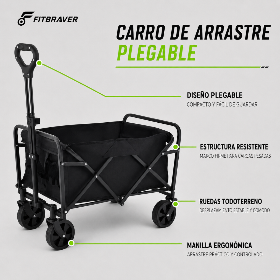 Carrito Plegable Armable Práctico Camping Multiuso Ruedas 360°