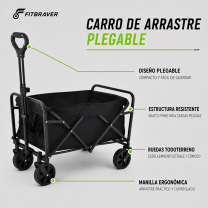 Carrito Plegable Armable Práctico Camping Multiuso Ruedas 360°