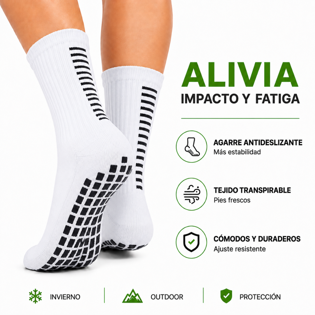 Pack 12 Calcetines Deportivos Largos Antideslizantes con Grip Futbol