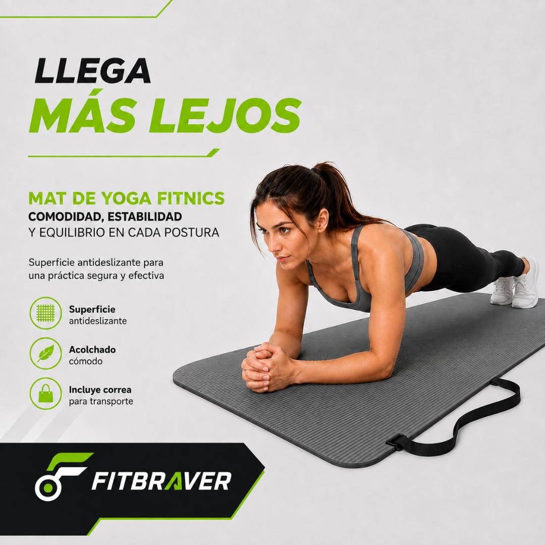 Mat de Yoga 15mm Grueso Colchoneta Pilates Antideslizante NBR Gris