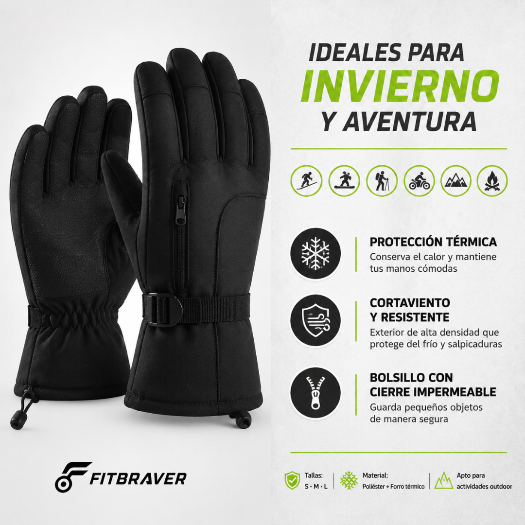 Guantes De Esqui Ciclismo Térmicos Impermeable Con Bolsillo