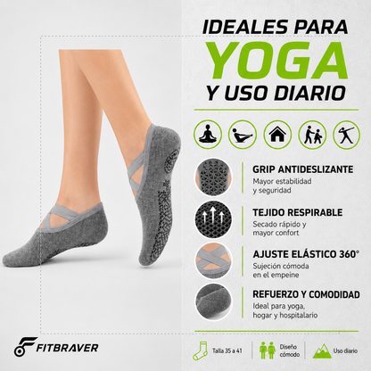 Pack 6 Pares de Calcetines Antideslizantes Yoga Ballet Pilates Set Cortos