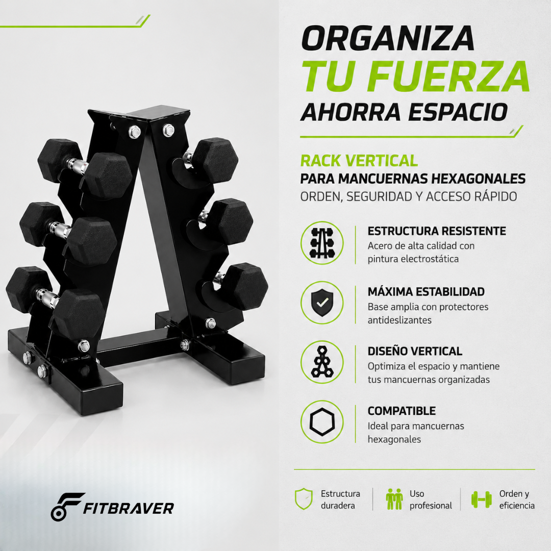 RACK PARA MANCUERNAS HEXAGONALES DE 3 NIVELES