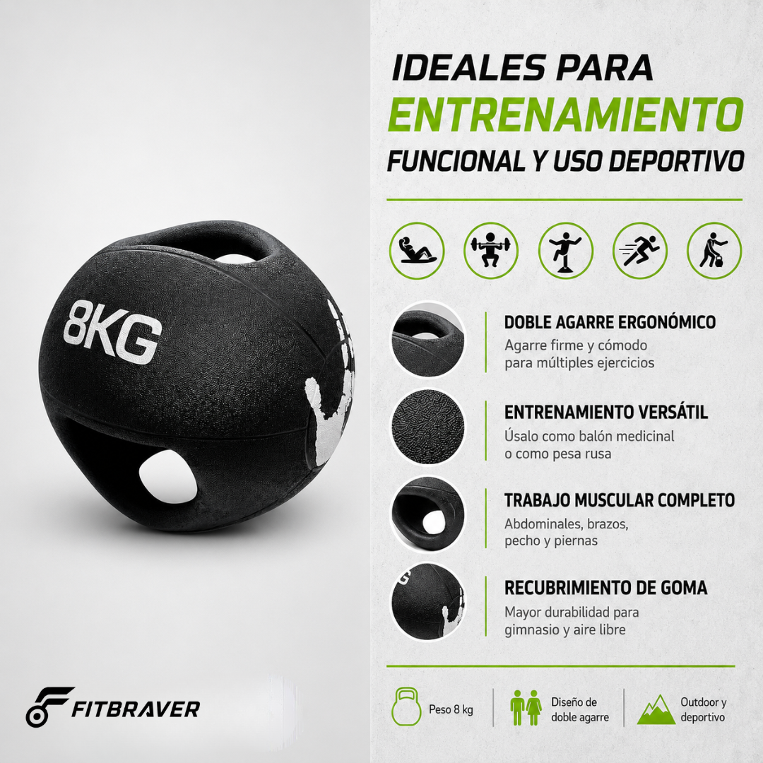 BALÓN MEDICINAL 8KG CON AGARRE