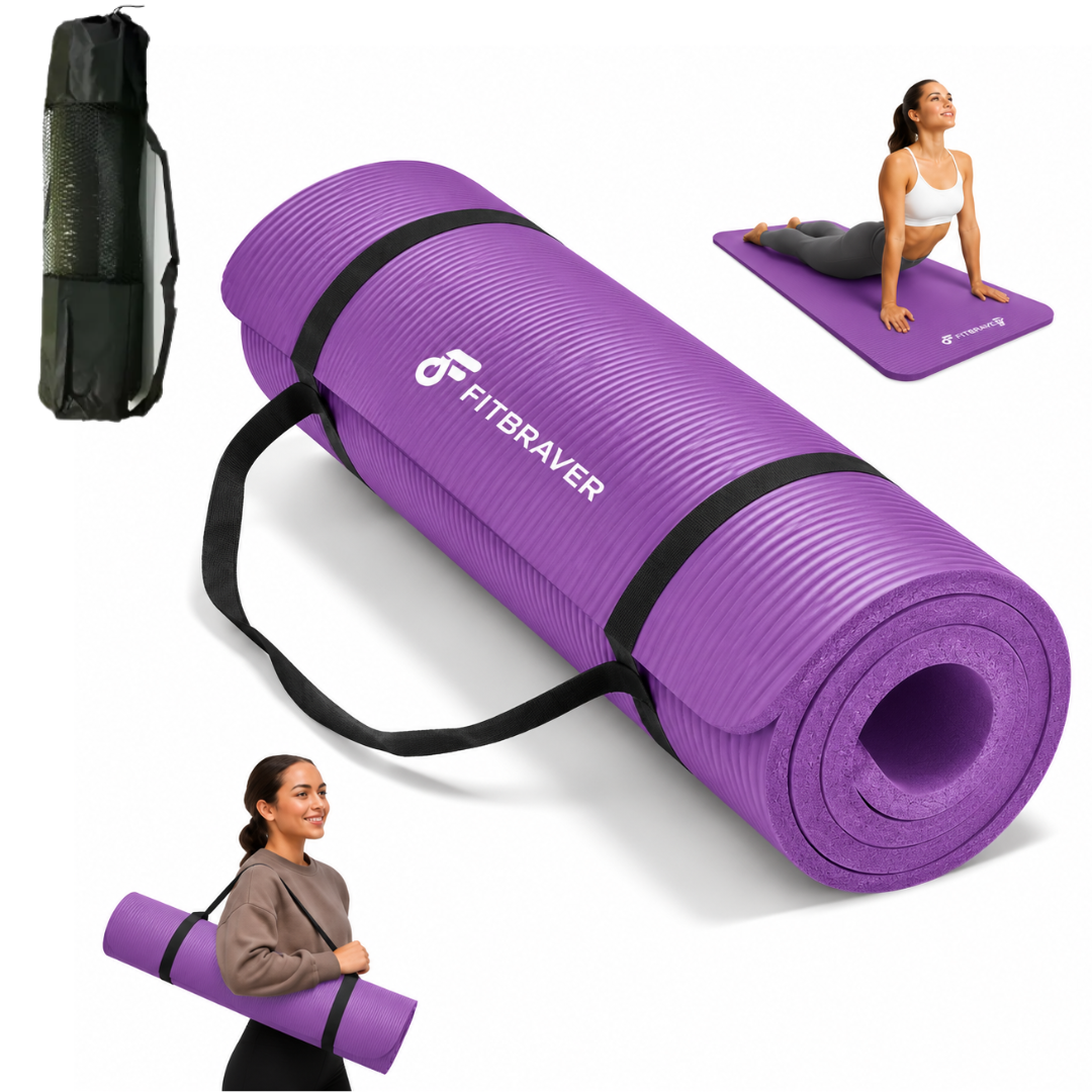 Mat de Yoga 10mm Grueso Colchoneta Pilates Antideslizante NBR Lila