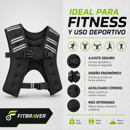 Chaleco de Peso 8kg Ajustable Lastrado