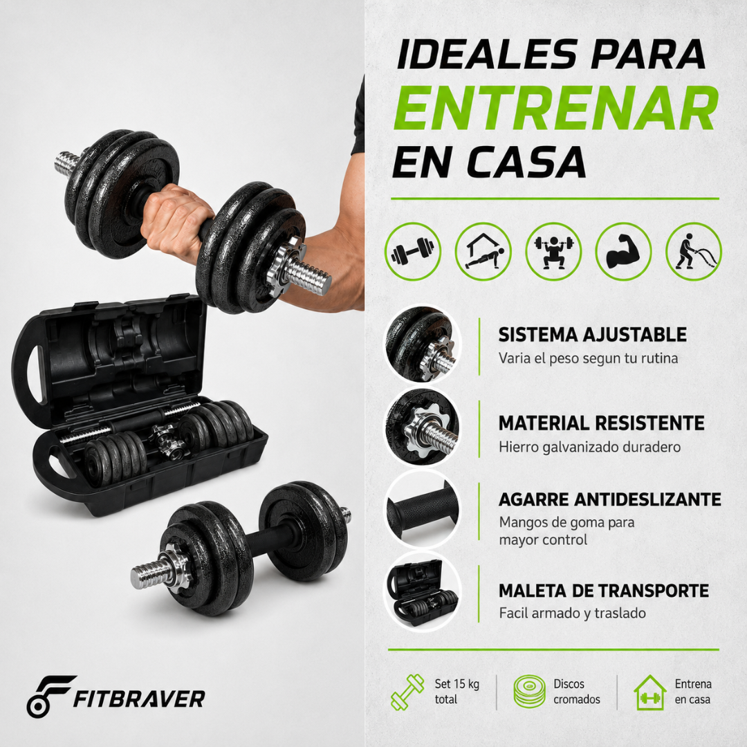 SET DE MANCUERNAS 15KG HIERRO