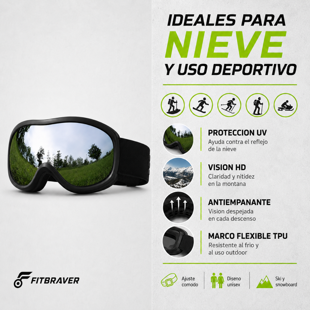 Lentes Antiparra Para la Nieve Con Filtro UV400 Anti empañante