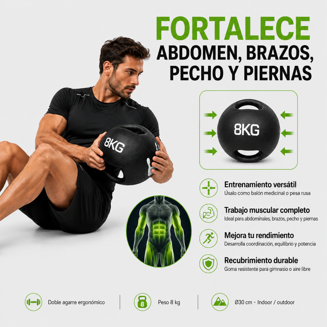 BALÓN MEDICINAL 8KG CON AGARRE