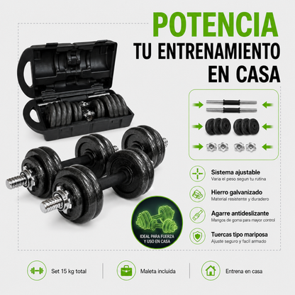 SET DE MANCUERNAS 15KG HIERRO