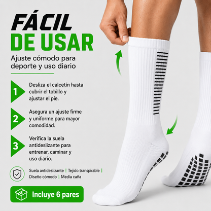 Pack 12 Calcetines Deportivos Largos Antideslizantes con Grip Futbol