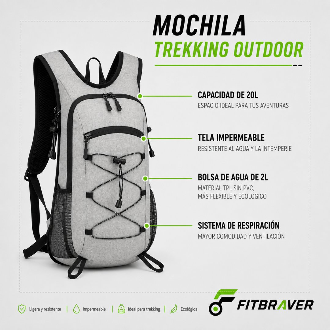 Mochila Hidratación Camelback Trekking+bolsa De Agua Tpl Gris
