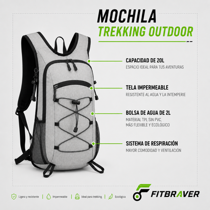 Mochila Hidratación Camelback Trekking+bolsa De Agua Tpl Gris
