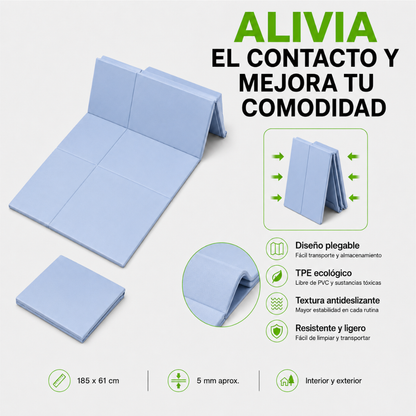Mat De Yoga Plegable Abdominales Antideslizante 183x60x0.5 Azul
