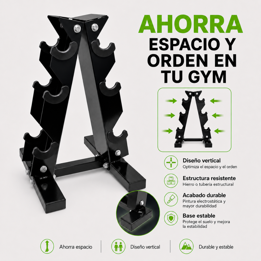 RACK PARA MANCUERNAS HEXAGONALES DE 3 NIVELES