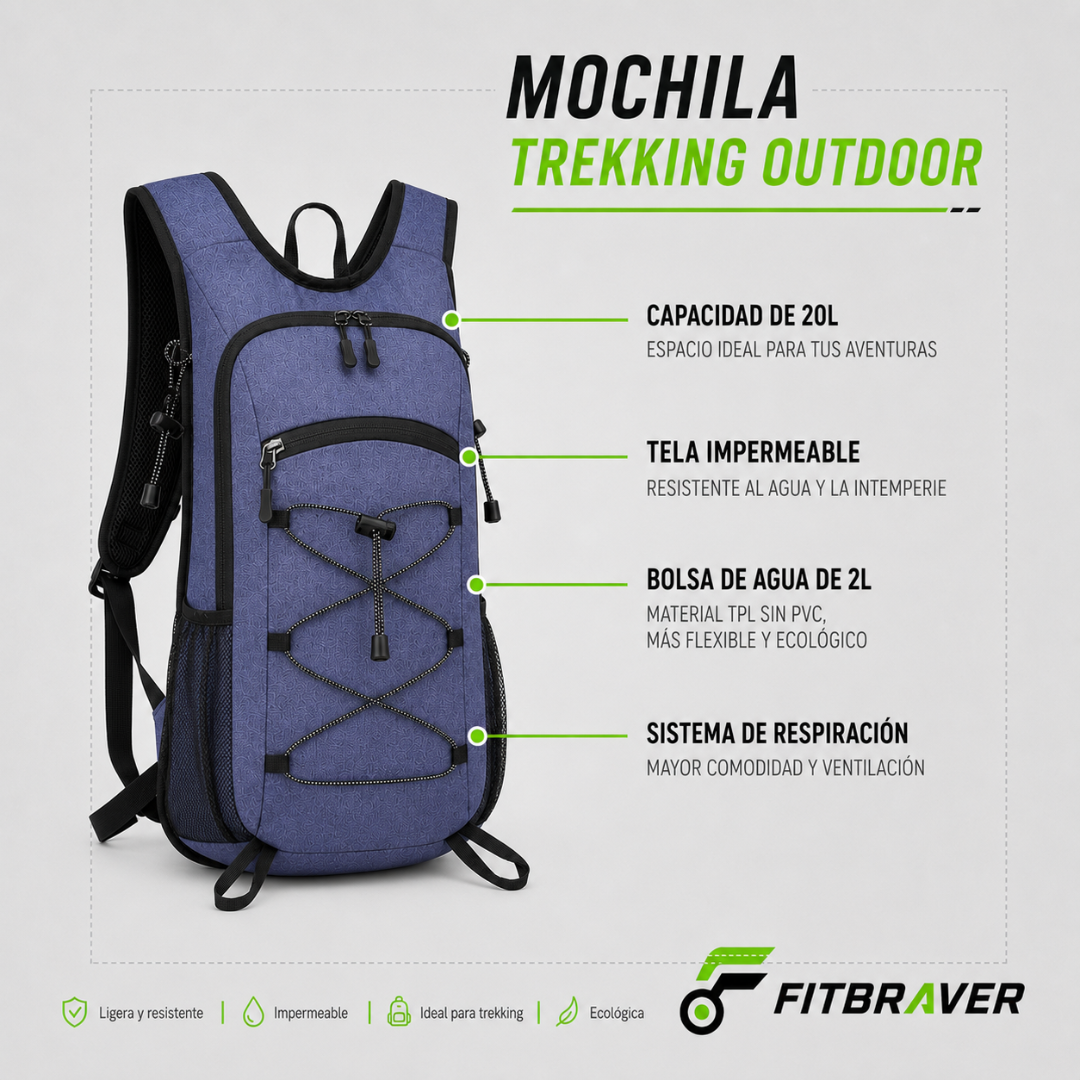 Mochila Hidratación Camelback Trekking+bolsa De Agua Tpl Azul