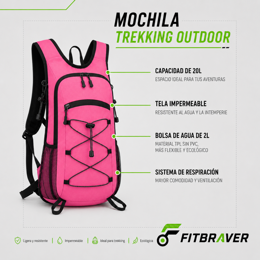 Mochila Hidratación Camelback Trekking+bolsa De Agua Tpl Gris rosa