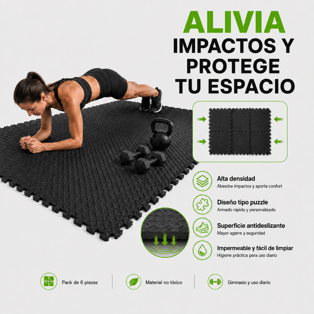 Pack 6 Unidad Piso Deportivo Goma Eva Alfombra Tatami 60x60